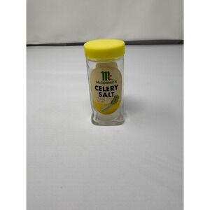 Vintage McCormick Celery Salt Glass Jar Paper Label Yellow Retro Advertising